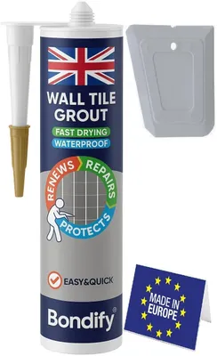 Immagine prodotto di Sigillante per fughe, colore grigio, 450 g, impermeabile, per piastrelle di pareti e pavimenti