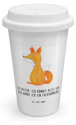 Produktbild von Mr. & Mrs. Panda Thermokaffeebecher Einhorn Fuchs - Weiß - Geschenk, Fuchshörnchen, Einhörner, Kaffeebecher To Go, Thermobecher, Isolierbecher, Unicorn, Füchse, Unicorns