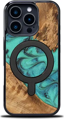 Produktbild von Holzhülle Bewood Unique - Turquoise für MagSafe für iPhone 16 Pro