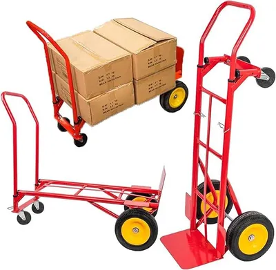 Productafbeelding van Stuurschubkar, inklapbaar, 2-in-1 | 350 kg | Platformwagen & handkar met wielen | Inklapbare transportwagen. Ideaal voor transport en eenvoudige opslag. | Handkar | Stuurschubkar