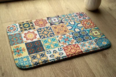 Produktbild von Badteppich Saugfähige - Badezimmer Teppich - Rutschfester Badvorleger Badematte - 75x45 cm - Azulejo