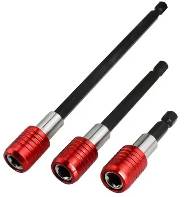 3-teilige Bohrverlängerung mit magnetischem Schnellverschluss und 1/4-Zoll Sechskantschaft; Geeignet für alle 1/4-Zoll