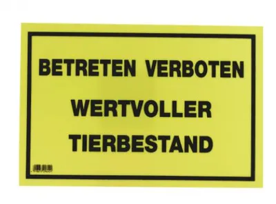 Produktbild von Warnschild 20x30cm, "Betreten verboten - Wertv. Tierbestand"