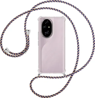 Produktbild von Handykette Backcover-Schutzhülle mit Band (Metall silberfarben) für Honor 200 Pro - blau+beige