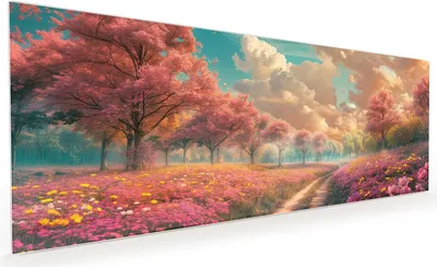 Produktbild von Küchenrückwand Spritzschutz Glas mit Motiv Blühender Weg 40 x 40 cm