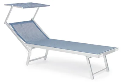 Produktbild von Set aus 2 Liegestühlen TURQUETA aus weißem Aluminium und blauem Textilene, klappbar