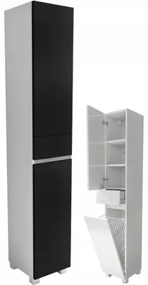 Produktbild von Badezimmerschrank mit Wäschekorb 30cm schwarz matt