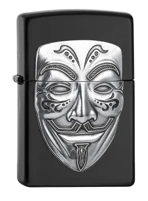 Produktbild von ZIPPO - Mask Emblem - Black Matte Schwarz Vendetta Maske Sturmfeuerzeug nachfüllbar Benzin 2007436