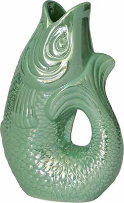Image de Gift Company Vase Monsieur Carafon S, vase décoratif en forme de poisson, faïence, Rainbow Mint, 25.2 cm, 1087403092