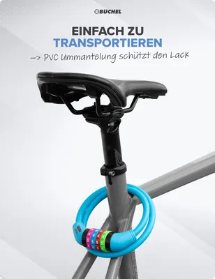 Produktbild von Büchel Fahrradschloss für Kinder Zahlenschloss hellblau 65 cm
