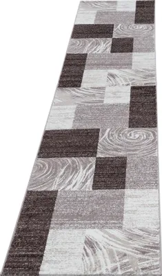 Produktbild von Teppich Läufer Wohnzimmer Braun 80x300 Abstraktes kariertes Design