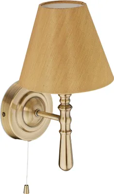 Immagine prodotto di Lampada da parete Relaxdays con paralume, per interni, interruttore a cordicella, per corridoio e soggiorno, E14, tessuto, metallo, A x L x P: 28 x 16 x 19 cm, ottone