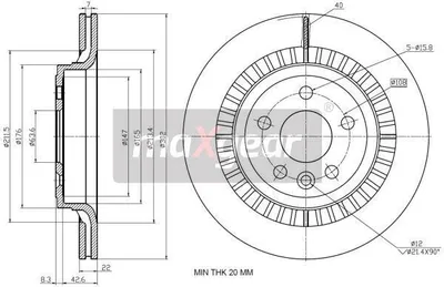 Produktbild von 2x MAXGEAR Bremsscheibe 19-2335 hinten für VOLVO XC60 (156) 50 9mm 302mm