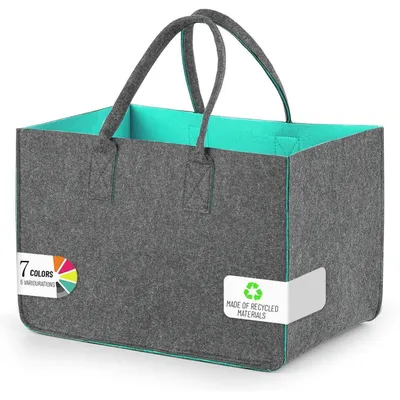 Produktbild von Einkaufskorb 30L faltbar Filz Grau-Himmelblau 40x27x27cm 1 Stück
