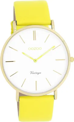 Produktbild von Oozoo Damen Armbanduhr gelb Analog Vintage Series Lederarmband D2UOC20317