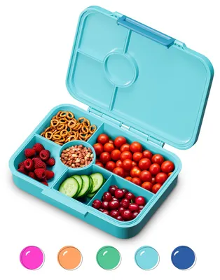 Produktbild von Schmatzfatz Bento-Box für Kinder - BPA-frei, Auslaufsicher, 4-6 Fächer, Modular, Spülmaschinenfest, Brotdose für Kindergarten, Vesperbox, Snackbox, Petrol Sea, 20,8 x 4,5 x 15 cm