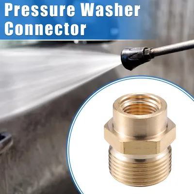 Image de Connecteur pour Nettoyeur Haute Pression, Adaptateur en Laiton à Vis G1/4" vers M22x1.5 Mâle et Femelle, Universel pour Nettoyeur Haute Pression, Ton Cuivre en Laiton