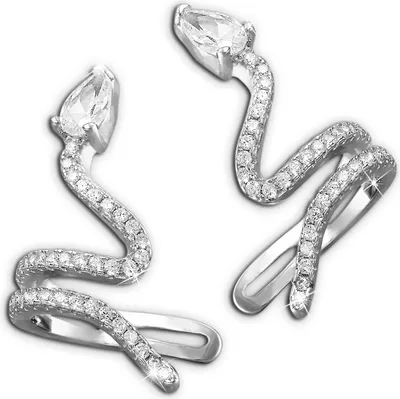 Produktbild von SilberDream weiß Ohrringenset Schlange Zirkonia Damen 925 Silber Ohrklemmen GSO470W