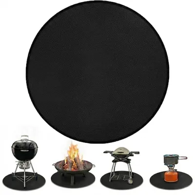 Image de Tapis ignifuge rond pour barbecue, 91 cm, tapis réutilisable résistant au feu