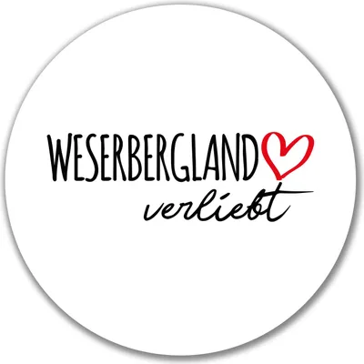 Produktbild von Huuraa Aufkleber Weserbergland verliebt 10cm rund Sticker Geschenkidee