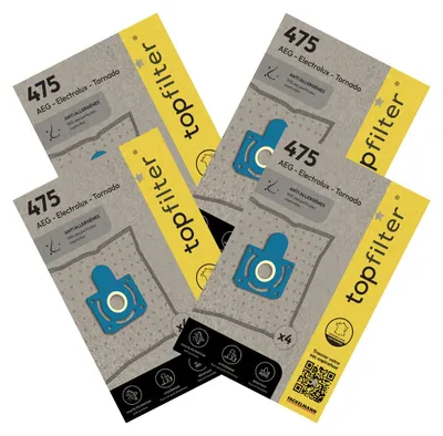 Image de Lot de 4 packs de 4 sacs aspirateur 64475 Tornado et AEG TopFilter Premium