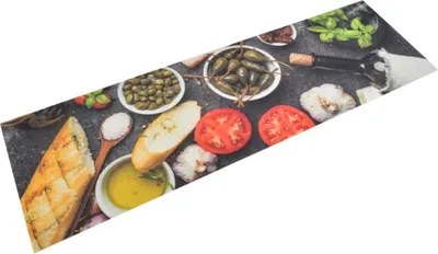 Zdjęcie produktu dla Dywanik kuchenny, wzór w wino i przekąski, 45x150 cm, aksamit