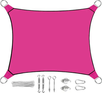 Produktbild von Sonnensegel Rechteckig 3x4m Pink mit Ösen für Balkon Terrasse Sonnenschutzsegel