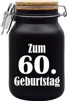 Produktbild von Spardose Geld Geschenk Ideen 60. Geburtstag Schwarz Größe XL 2 Liter
