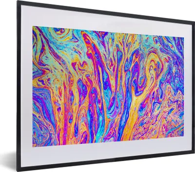 Produktbild von MuchoWow® MuchoWow® Gerahmtes Poster Kunst - Farben - Psychedelisch 40x30 cm - Poster mit zchwarzem Bilderrahmen - Bilderrahmen - Poster im Rahmen