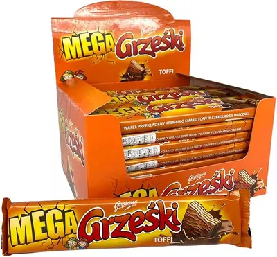 Produktbild von Grzeski Mega Polnische Waffelriegel mit Toffee (32x48g)