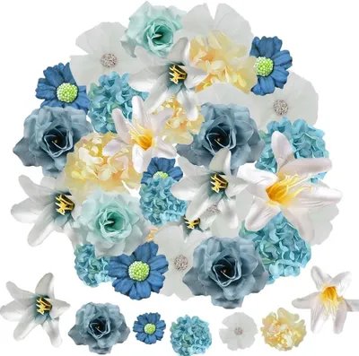 Imagen del producto de Flores artificiales de seda, 40 unidades, de aspecto realista, ideales para la decoración del hogar y bodas