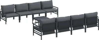 Immagine prodotto di vidaXL Set di divani da giardino con cuscini 9 pezzi in acciaio nero
