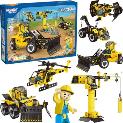 Obrázok produktu pre Stavebné kocky Woopie – stavebné stroje, 8 modelov na parný pohon