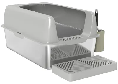 Produktbild von PawHut Katzentoilette ohne Deckel, Katzenklo mit Schaufel, Wanne aus Edelstahl