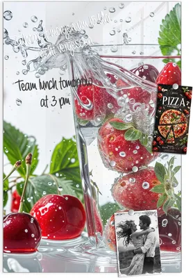 Produktbild von Magnettafel 40x60cm Pinnwand Whiteboard beschreibbar - Erdbeeren und Kirschen