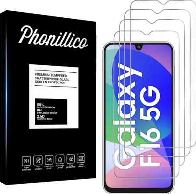 Produktbild von Hartglas für Samsung Galaxy F16 5G [4 Stück] Displayschutzfolie Screen Protector Film Anti-Kratzer Glas Resistant Phonillico®