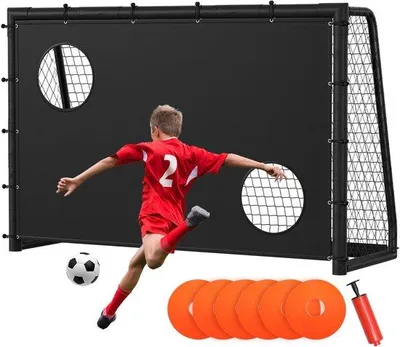 Immagine prodotto di Porta da calcio giallo-nera 240 x 160 x 86 cm con telaio in acciaio zincato e rete in PE per uso esterno
