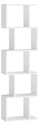 Produktbild von Bücherregal - Standregal freistehend - 5 Ebenen - 24×40×159 cm - Schlankes hohes Design - Weiß