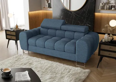Produktbild von Sofa Designersofa BASTIEN 2-Sitzer in Stoff Aragon Blau