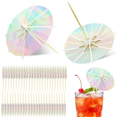 50 Cocktail-Schirme, bunte Papier-Parassole, 10 cm, für Drinks & Deko