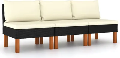 Obrázok produktu pre vidaXL Centre Sofas 3 ks. Polyratan a eukalyptové masívne drevo