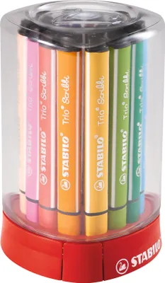 Immagine prodotto di Stabilo® 368/12-01 Penna triangolare con punta in fibra Trio® Scribbi - tovaglietta con 12 penne