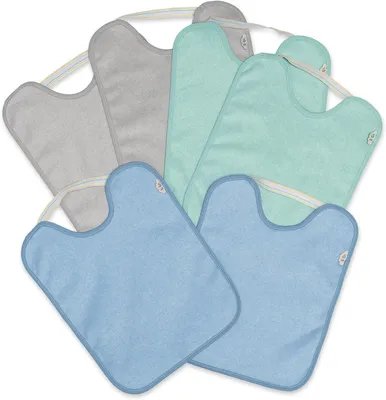 Immagine prodotto di Set di bavaglini, 6 pezzi, realizzati in morbido cotone assorbente, con elastico, adatti a bambini dai 12 mesi in su