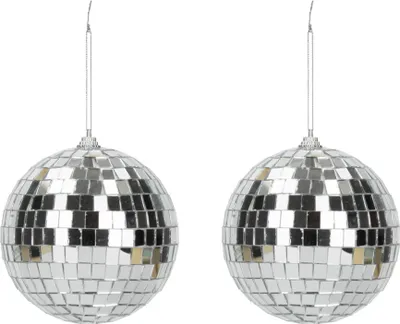Image de 2 boules disco argentées 10 cm -