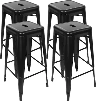 Produktbild von 4x Barhocker Bistrostuhl Metall Küchenhocker stapelbar Barstuhl Industry Design Hocker Schwarz