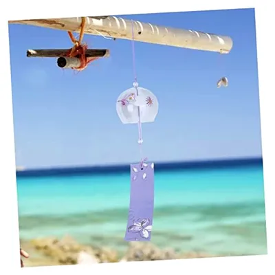 Produktbild von 7stücke Japanisches Windspiel Aus Glas Wunderschöne Hängende Deko Für Garten Und Zuhause Für Sommer Bringt Entspannende Klänge Und Stilvolles Design Weiße Kirschblüten