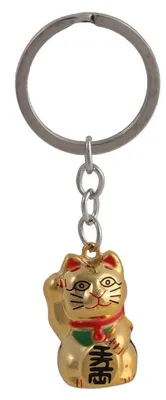 Produktbild von 012-G Glückskatze Schlüsselanhänger Gold Glöckchen im Korpus Metall