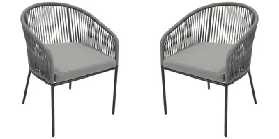 Produktbild von DEGAMO Gartensessel Sessel ANCONA, Metall anthrazit Rope + Polster grau, 2 Stück