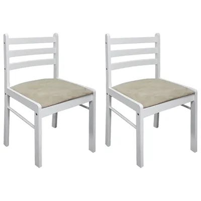 Image de vidaXL Chaises de salle à manger 2 pcs. Blanc hévéa massif et velours