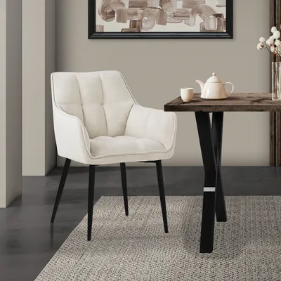 Obrázek produktu pro Jídelní židle ML-Design v ručníkové tkanině, krémová, se silným čalouněným sedákem